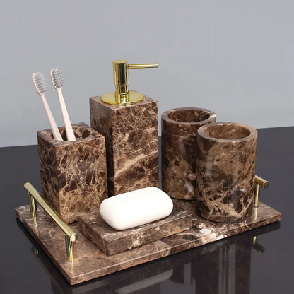 Five Piece Set Natural Marble Shower Accessories