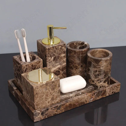 Five Piece Set Natural Marble Shower Accessories