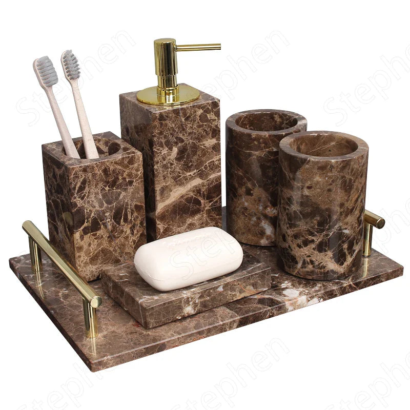 Five Piece Set Natural Marble Shower Accessories