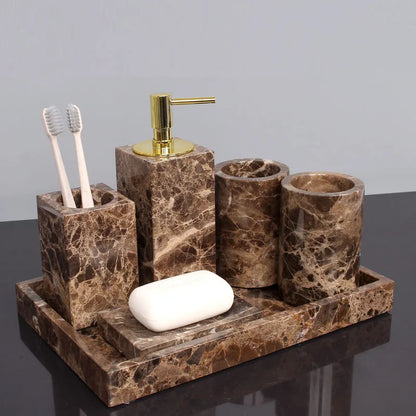 Five Piece Set Natural Marble Shower Accessories