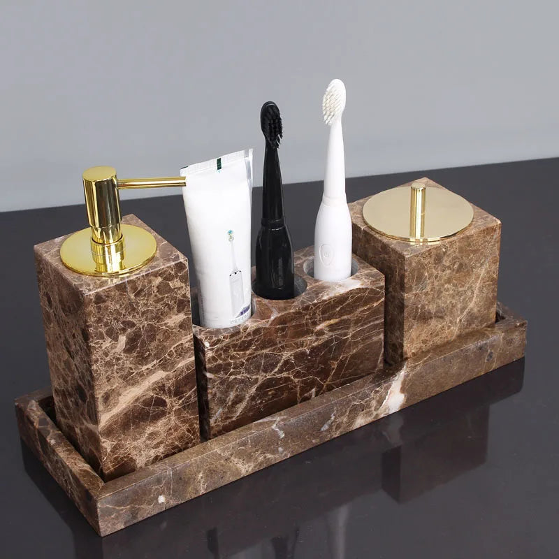 Five Piece Set Natural Marble Shower Accessories