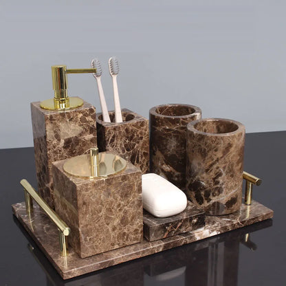 Five Piece Set Natural Marble Shower Accessories