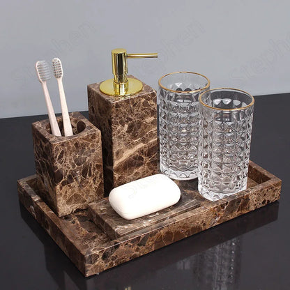 Five Piece Set Natural Marble Shower Accessories