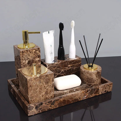 Five Piece Set Natural Marble Shower Accessories