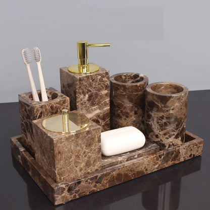 Five Piece Set Natural Marble Shower Accessories