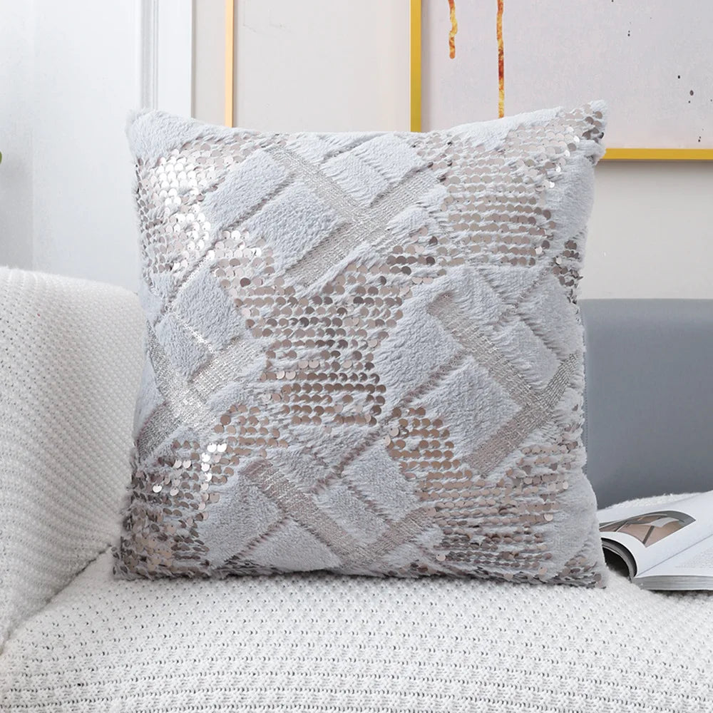 Luxury Sequin Fur Cushion Cover