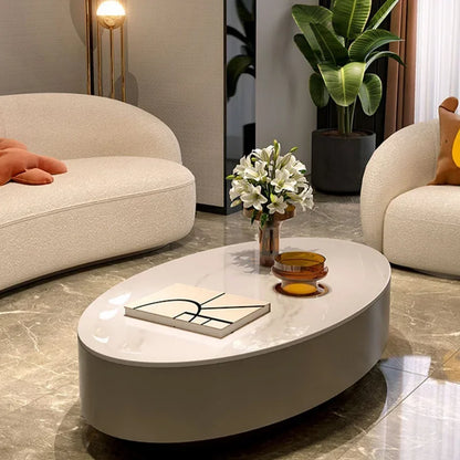 White Design Japanese Oval Coffee Table