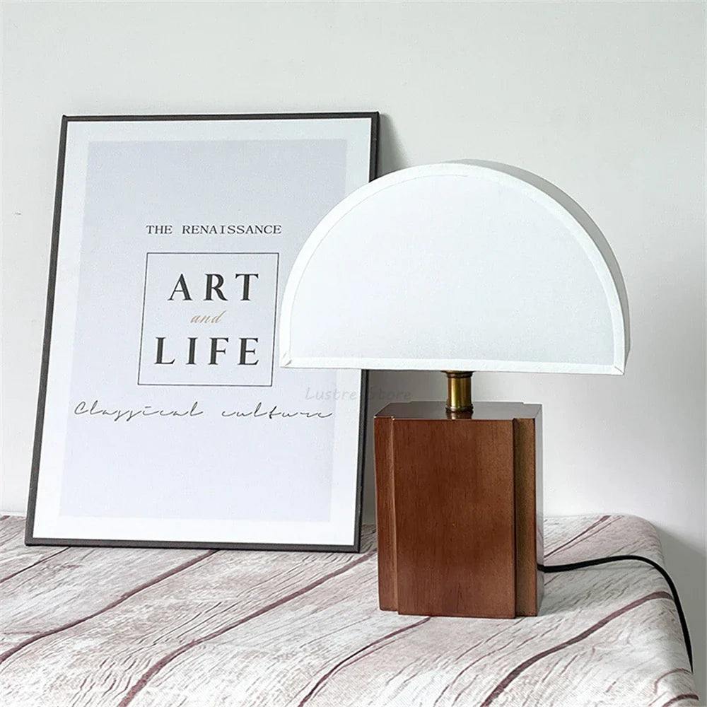 Solid Wood + Fabric Lampshade Table Lamp