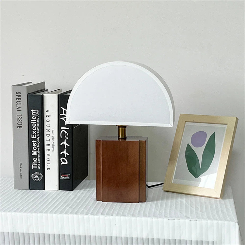 Solid Wood + Fabric Lampshade Table Lamp