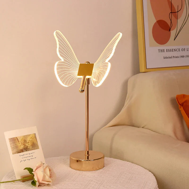 Retro Gold Acrylic Butterfly Desk Lamp