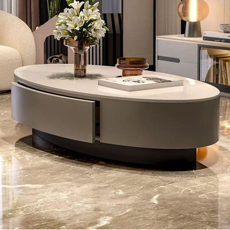 White Design Japanese Oval Coffee Table