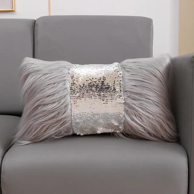 Luxury Sequin Fur Cushion Cover