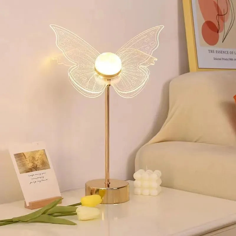 Retro Gold Acrylic Butterfly Desk Lamp