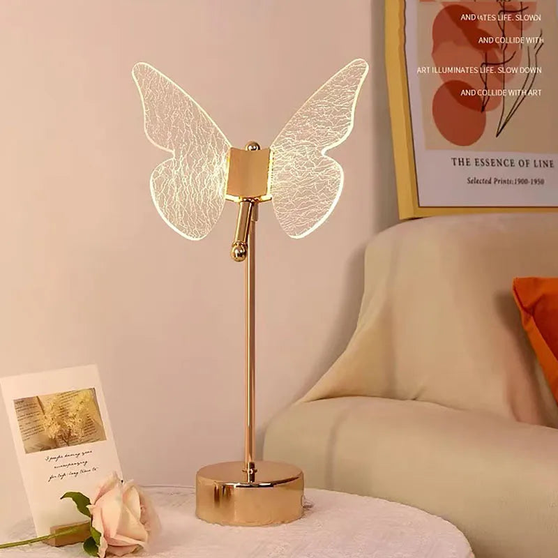 Retro Gold Acrylic Butterfly Desk Lamp