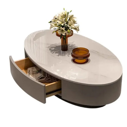 White Design Japanese Oval Coffee Table